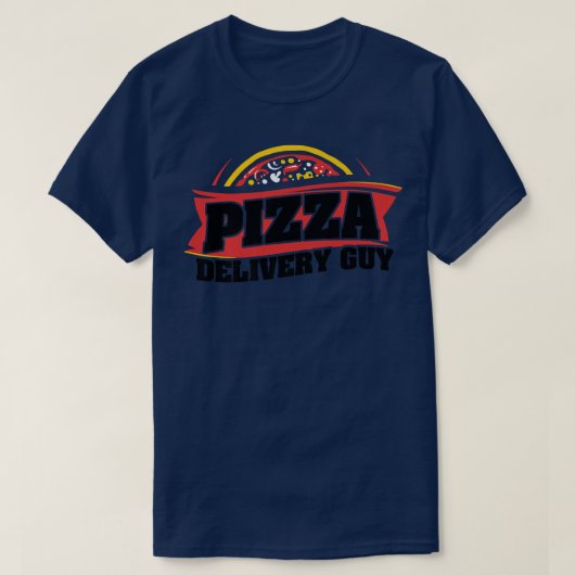 ピザ配達ガイ食べズのピザイタリアンフード恋人 Tシャツ (デザイン正面)