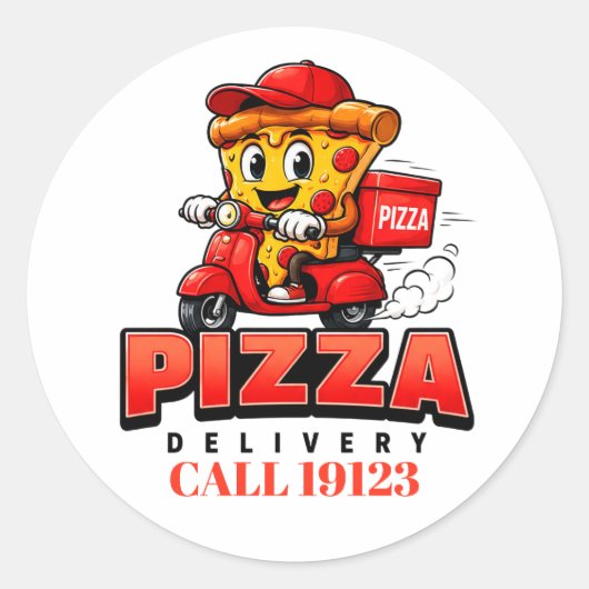 🍕ピザ配達チームユニフォームスタッフ🚚 ラウンドシール (正面)