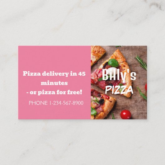 ピザ配達割引セール提供 名刺 (正面)
