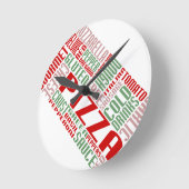 ピザ雑談 ラウンド壁時計 (傾斜)