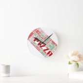 ピザ雑談 ラウンド壁時計 (ホーム)