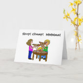 ピザ食べまたはパーティーグリーティングカード カード (黄色い花)