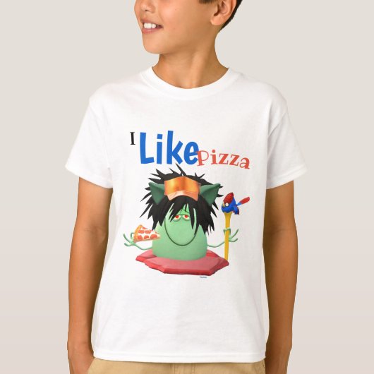 ピザ食べキャラクター Tシャツ (正面)