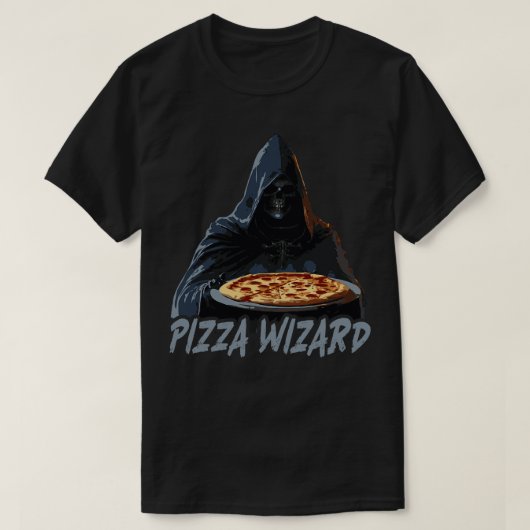 ピザ魔法使い死神ピザ愛好家 Tシャツ (デザイン正面)