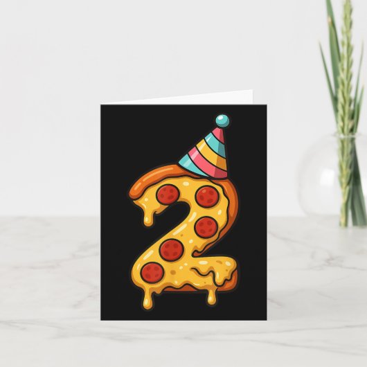 ピザ2nd誕生日2歳パーティーハットボーイズ カード (正面)