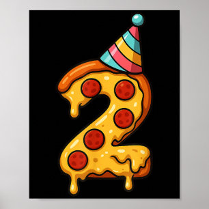 ピザ2nd誕生日2歳パーティーハットボーイズ ポスター