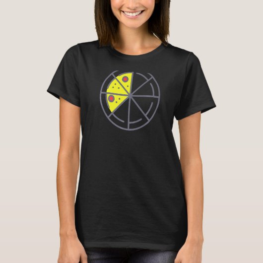ピザ3スライスのチーズペローニ幾何学食品 Tシャツ (正面)