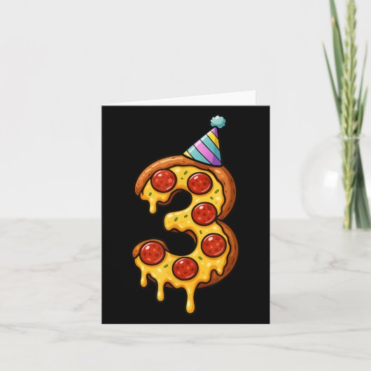 ピザ3歳の誕生日3歳のパーティーハットボーイズ カード (正面)