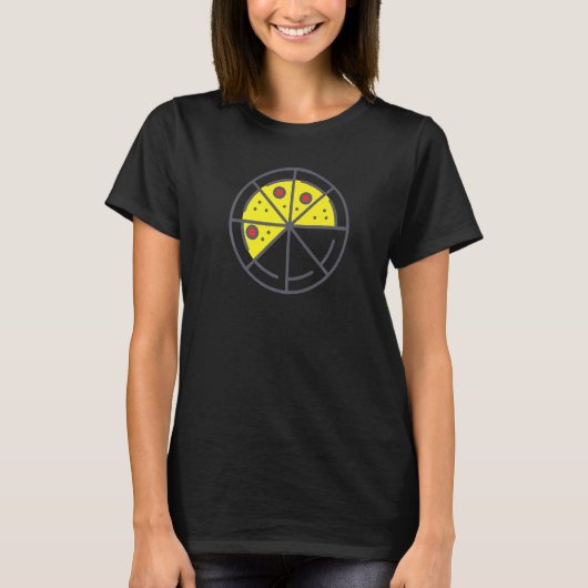 ピザ5スライスチーズペペロおもしろいーニGeometric Fo Tシャツ (正面)