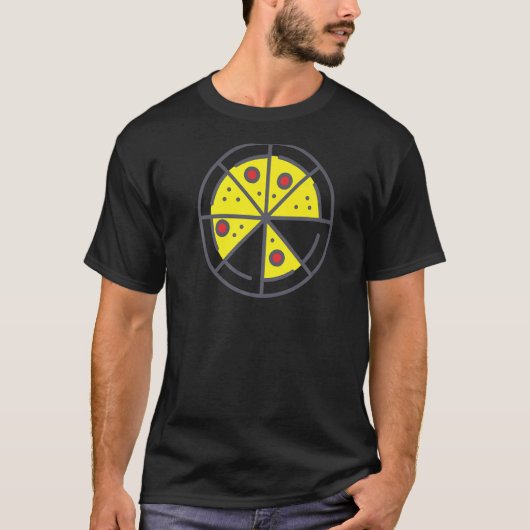 ピザ6スライスのチーズペパローニ幾何学食品Re Tシャツ (正面)