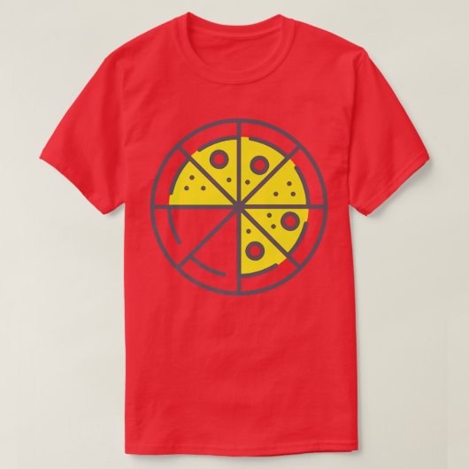ピザ6スライスチーズペペロおもしろいーニGeometric Fo Tシャツ (デザイン正面)