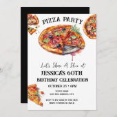 ピザ60th誕生日パーティーの招待状 招待状 (正面/裏面)