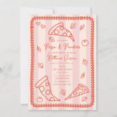 ピザ&おしゃれなスケッチドゥードルガールベビーシャワー 招待状 (正面)