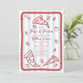 ピザ&おしゃれなスケッチドードルボーイベビーシャワー 招待状 (スタンド正面)