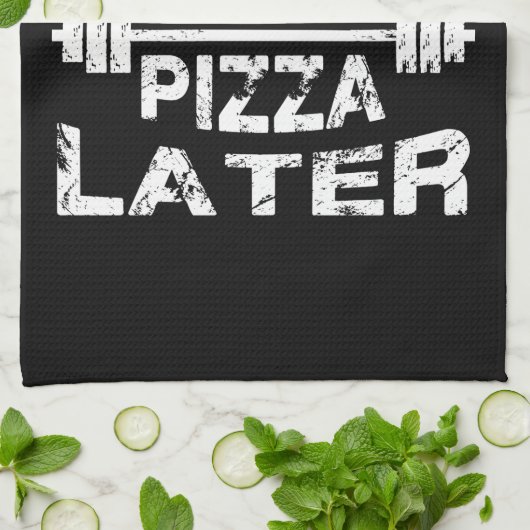 、ピザ-おもしろいな体育館のトレーニング後で今持ち上げて下さい キッチンタオル (折り畳み)