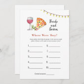 ピザ「どこにいた」ブライダルシャワーゲーム 招待状 (正面/裏面)