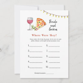 ピザ「どこにいた」ブライダルシャワーゲーム 招待状