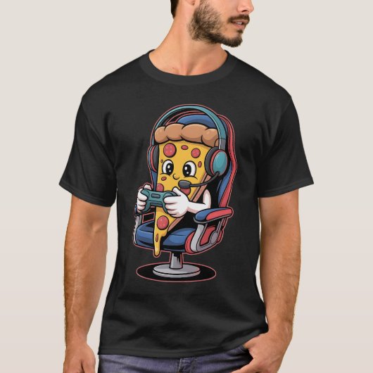 ピザ ゲーム ストリートウェア イラスト デザイン ファン Tシャツ (正面)