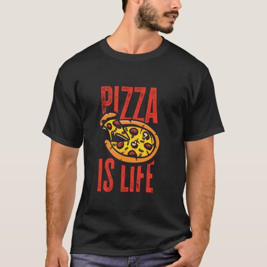 ピザ ジャンクフード - ピザこそ人生だ 1 Tシャツ (正面)