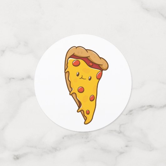 ピザ、スライス誕生日おもしろい、かわいい コンフェッティ (スモール正面)