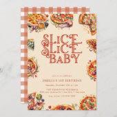 ピザ |スライス |誕生日招待状 招待状 (正面/裏面)