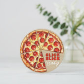 ピザ ニュートラル スライス スライス ベイビー シャワー 招待状 (スタンド正面)