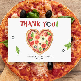 ピザ ハート ウォーターカラー ベビーシャワー THANK YOU サンキューカード