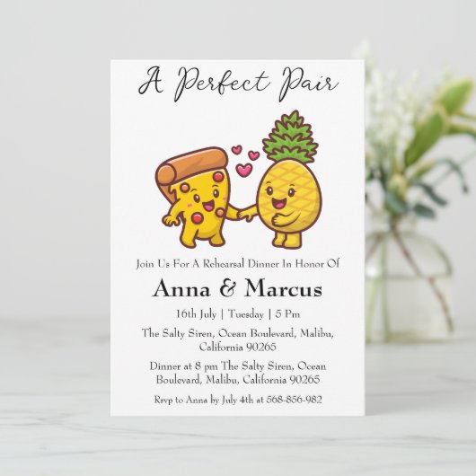 ピザ&パイナップルパーフェクトペアブライダルディナー 招待状 (スタンド正面)