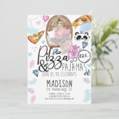 ピザ&パジャマススリーポバー誕生日 招待状 (スタンド正面)