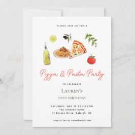 ピザ&パスタパーティー誕生日 案内状