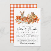 ピザ＆パンプキンペイント ハロウィン招待状 招待状 (正面/裏面)