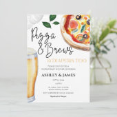 ピザ&ビールおむつカップル赤カジュアルちゃんシャワー 招待状 (スタンド正面)