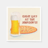 ピザ&ビールサッカーゲームデーパーティーナプキンス スタンダードカクテルナプキン (正面)