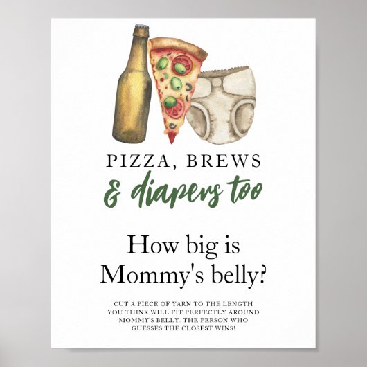 ピザ、ビール、おむつ ママのお腹はどのくらい大きいの？ ポスター (正面)