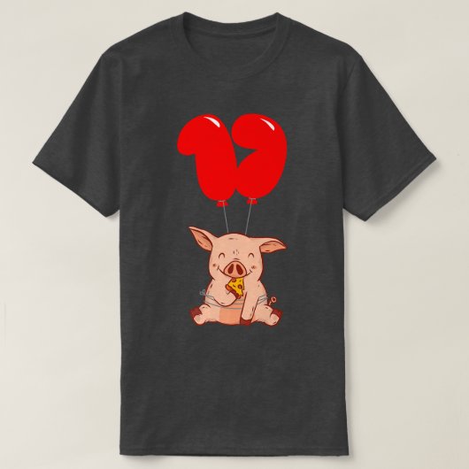 ピザ・ピッグ 17歳の誕生日 子供バルーン パーティー Tシャツ (デザイン正面)