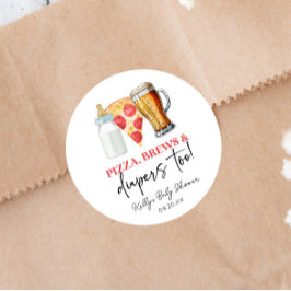 ピザ ブリューズ アンド ダイパーズ ツー！ベビーシャワー ラウンドシール