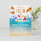 ピザ&プールパーティーサマーウォーター誕生日 招待状 (スタンド正面)