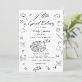 ピザ | ベビーモダンシャワー招待状 招待状 (スタンド正面)