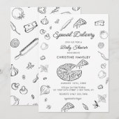 ピザ | ベビーモダンシャワー招待状 招待状 (正面/裏面)