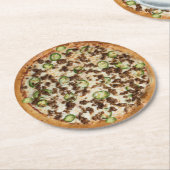 ピザ ラウンドペーパーコースター (アングル)
