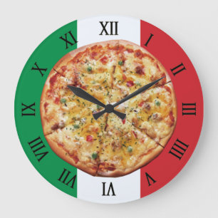 ピザ〜ローマ数字〜に〜のフラグイタリアンを付ける ラージ壁時計