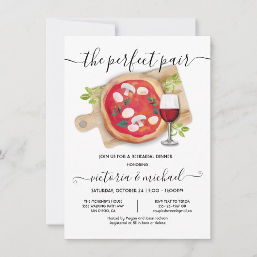 ピザ&ワイン完璧なペアリハーサルディナー 招待状 (正面)