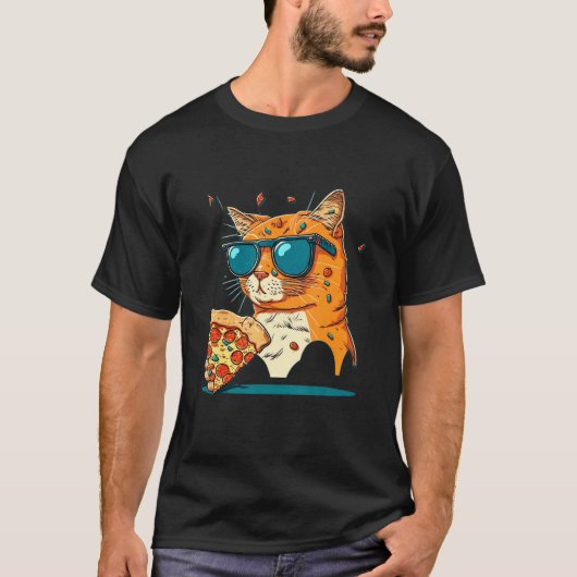 ピザ 猫 愛好家 デザイン ファストフード 猫好き者_1 Tシャツ (正面)