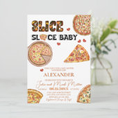 ピザ | 男女問わないベビーシャワー 招待状 (スタンド正面)