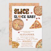 ピザ | 男女問わないベビーシャワー 招待状 (正面/裏面)