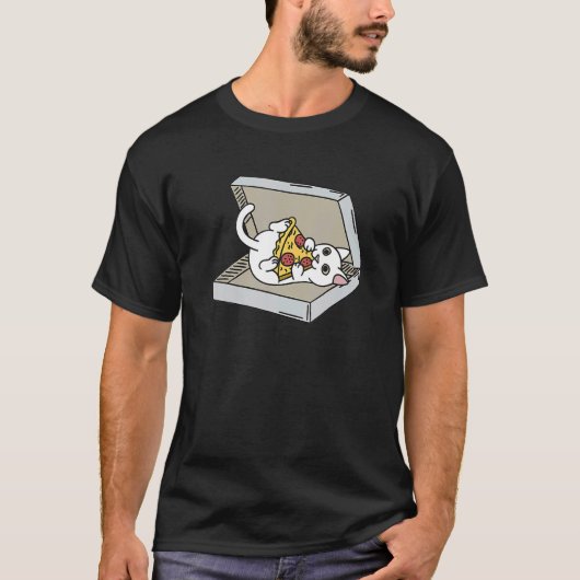 ピザ 白猫 ペット Tシャツ (正面)