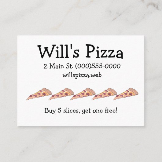 「ピザ」顧客ロイヤリティカード 名刺 (正面)