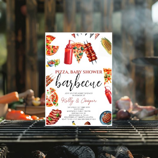 ピザ BBQ ソース ベビーシャワー 招待状