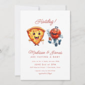 ピザbbqソース赤ちゃんシャワー 招待状 (正面)
