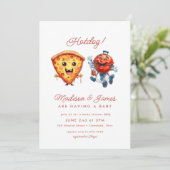 ピザbbqソース赤ちゃんシャワー 招待状 (スタンド正面)